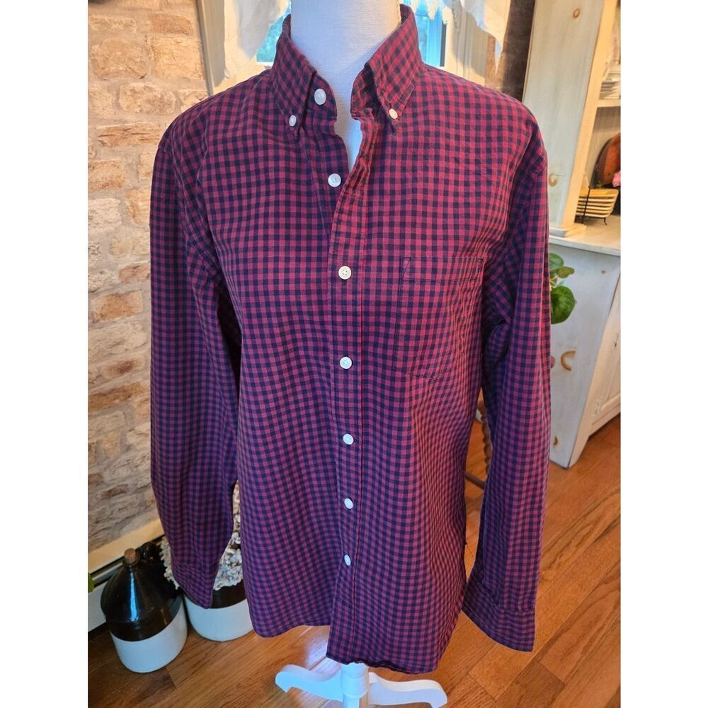 J. Crew Slim Red and Black Check Button-Down Shirt